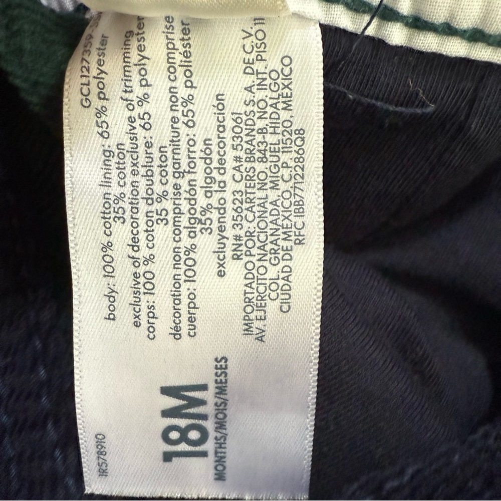 OshKosh B’gosh Boy Size 18 Month Corduroy Lined Overalls Blue Green - Picture 8 of 8